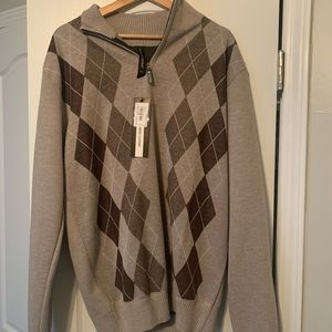 Leonardo Gavino Brown Argyle Sweater in size XL